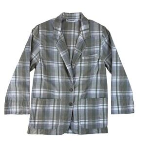 Light Academic Plaid Blazer Cotton Checkered Jacket XL Personal‎